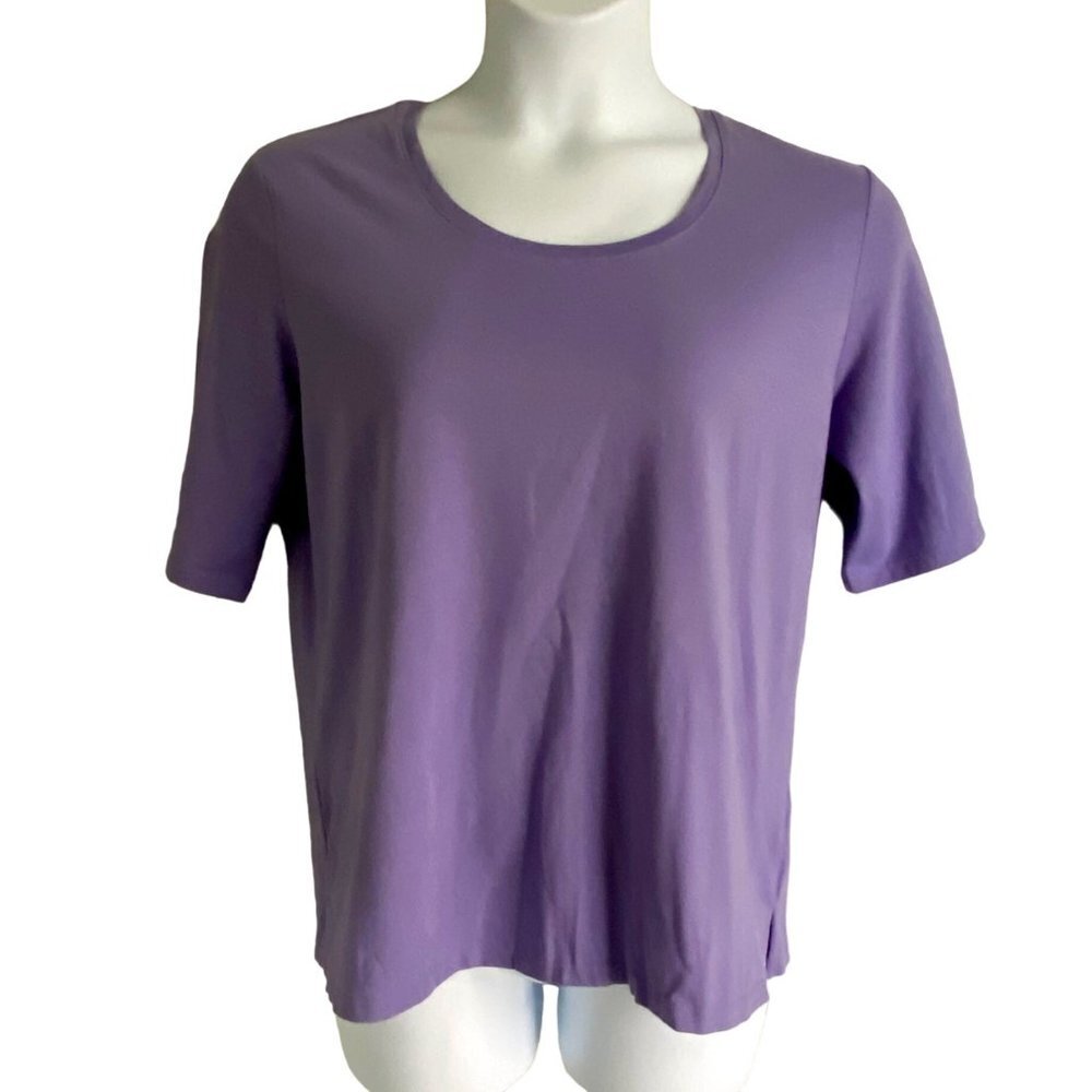Draper's & Damon's Purple Short Sleeve Shirt Women's Size Large NEW NWT - Picture 2 of 8